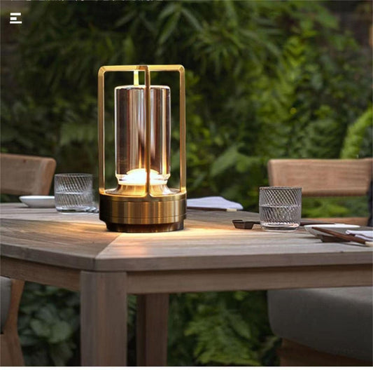 Portable Metal Table Lamp for Indoor/Outdoor，Rechargeable Cordless 3 Colors
