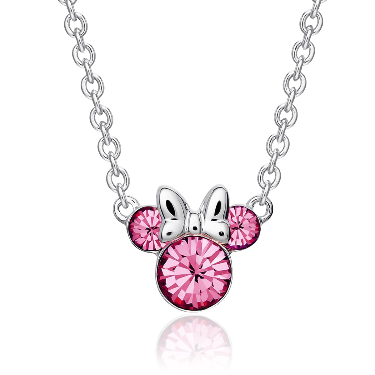 Disney Minnie Mouse October Birthstone Necklace (October - Fuchsia Crystal)