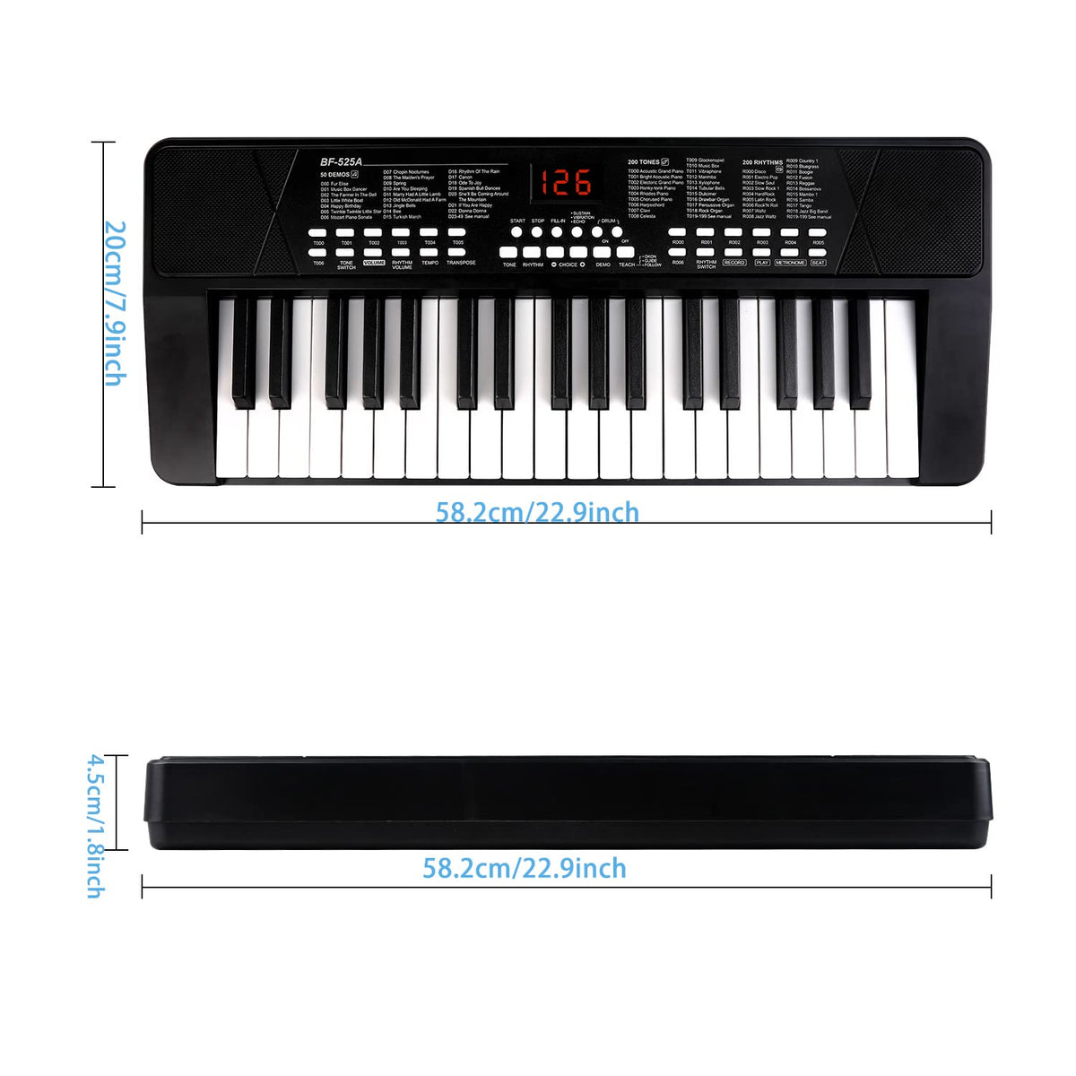 37 Keys Kids Piano for Beginners with Microphone and LED Screen