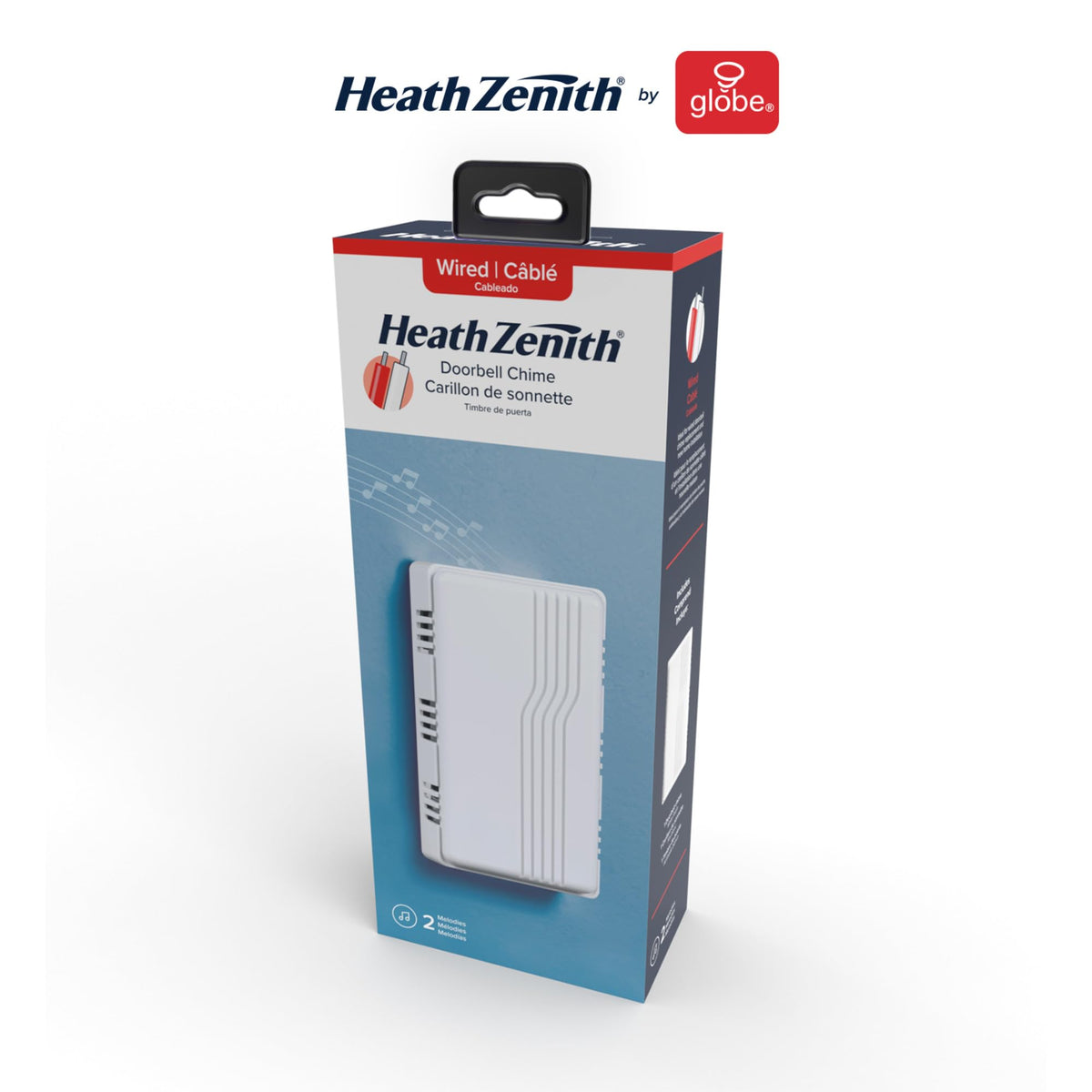 Heath Zenith Wired Mechanical Doorbell Chime, White, 2-Melody