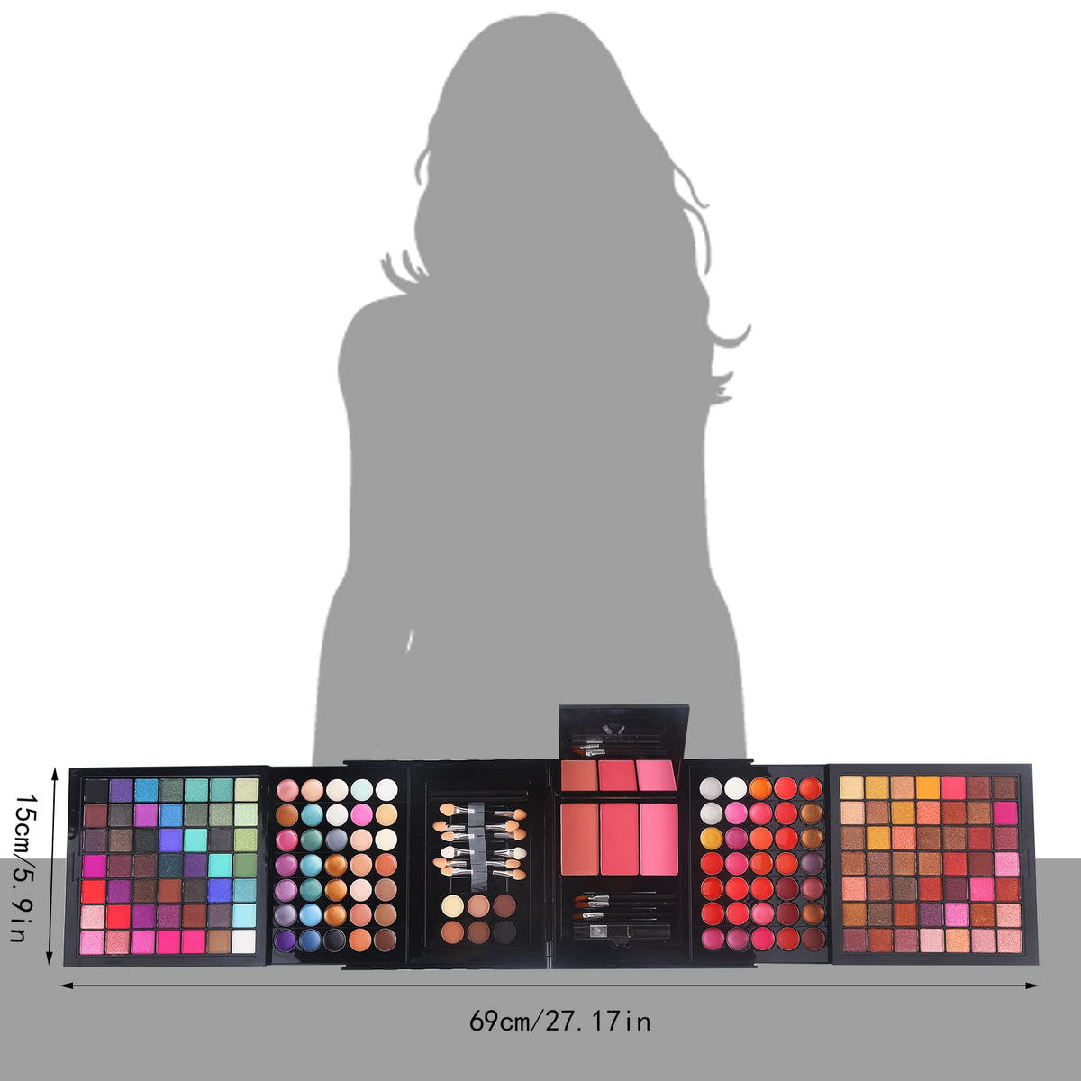 177 Colors Professional Makeup Kit for Women Girls Full Kit Gift Set with Mirror All in One Make up Palette Included Eyeshadow Powder Eye Shadow Gel Lip Gloss Concealer Eyebrow Powder Blush Brushes
