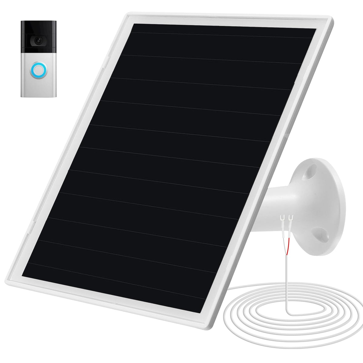 Solar Panel Charger for Ri ng doorbell Camera, Compatible with Ring Video Doorbell 3/3+/4, Battery Video Doorbell Plus, Not for Ring Video Doorbell 2, Waterproof, 5W Fast Charging (1Pack)