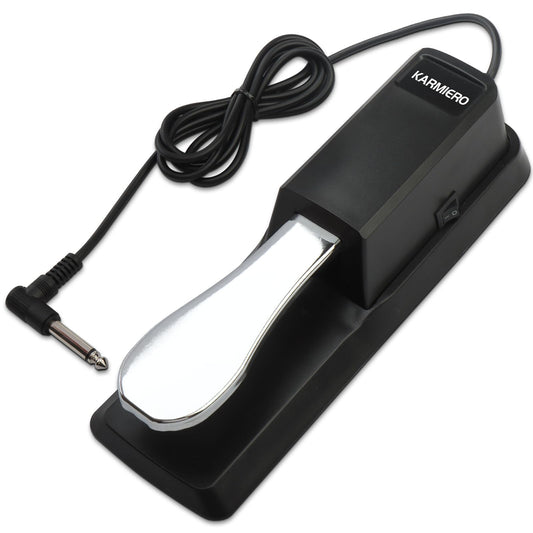 Sustain Pedal for Keyboard Universal, Premium Sustain Pedal, Piano Pedal for Keyboard with Polarity Switch for MIDI Keyboards, Digital Pianos, Yamaha, Casio and More, 1/4'' Input Plug by karmiero