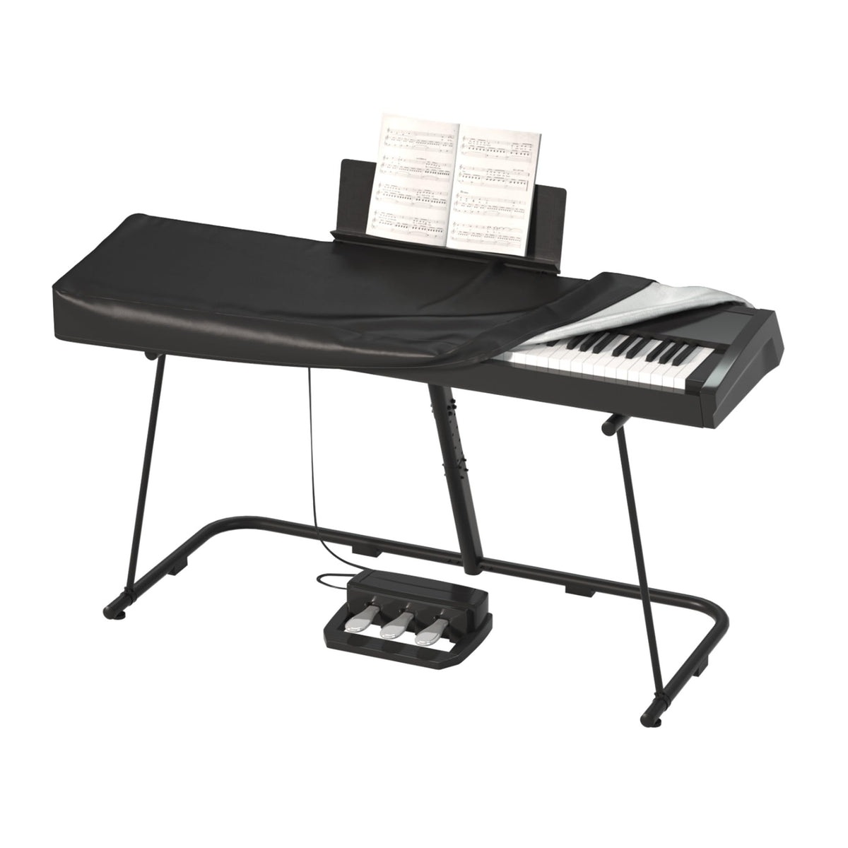 61/88 Keys Piano Cover,Waterproof,Dustproof,UV-proof Digital Piano Cover for 61/88Keys , 420D silver coated Oxford cloth, with Music Stand Zipper, Adjustable Drawstring (BLACK-88KEYS)