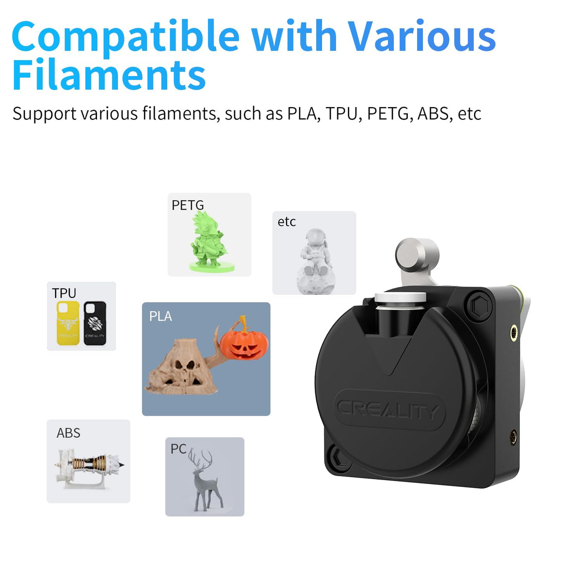 Creality K1 Max/K1/K1C/K1 SE Upgrade Direct Drive Extruder, Dual Gear Feeding Extrusion Kit, Without Stepper Motor, Support 1.75mm Filament for 3D Printers Ender 3 V3, Ender 3 V3 Plus
