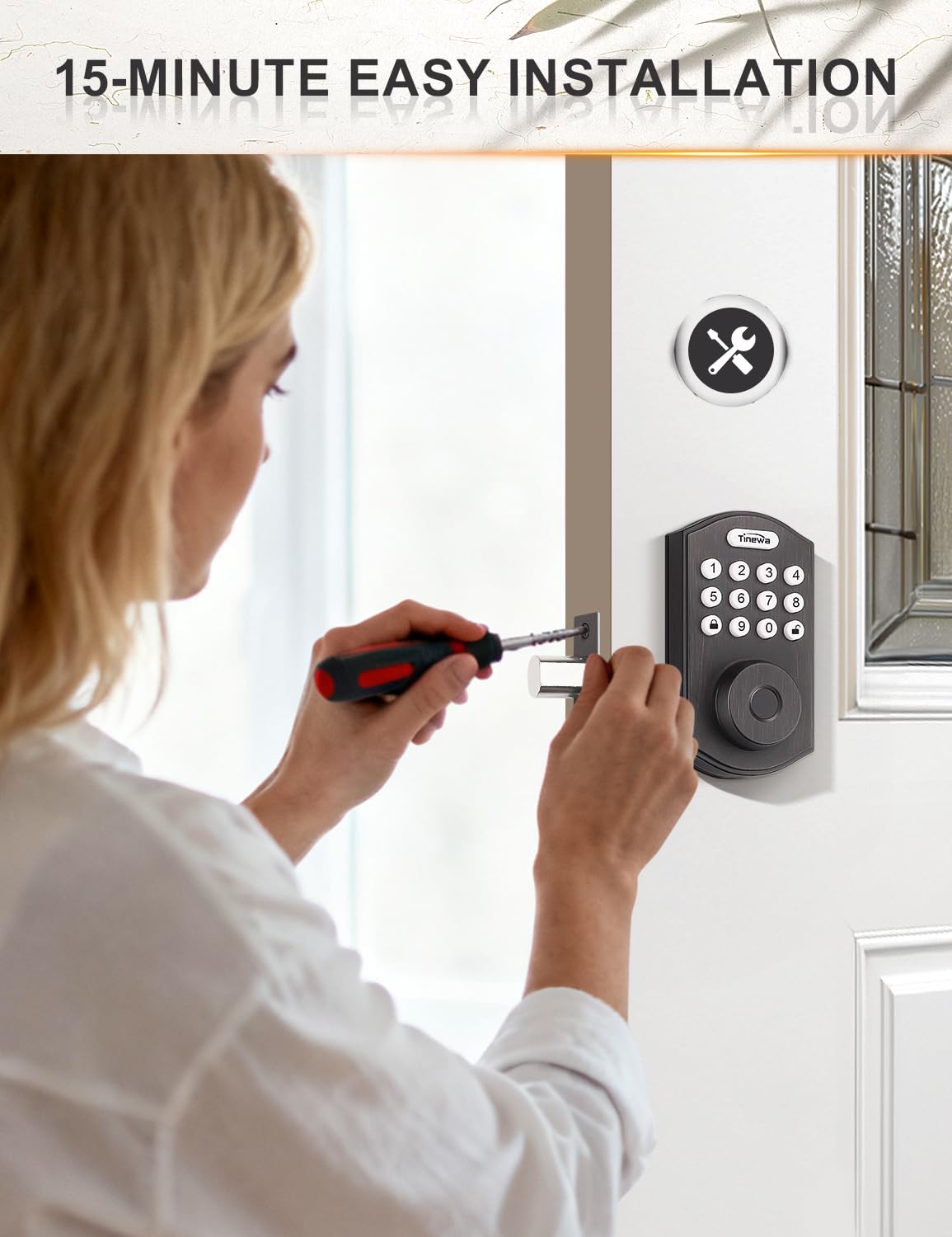 Tinewa Smart Locks for Front Door - Oil Rubbed Bronze Keyless Entry Door Lock Deadbolt, Electronic Digital Keypad Deadbolt with Fingerprint, APP Control, Easy Installation, Home Security