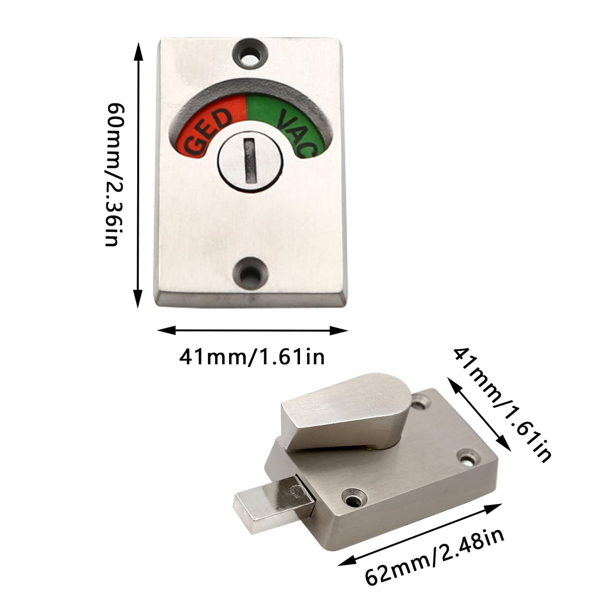 Vacant Occupied Bathroom Lock Zinc Alloy Restroom Door Lock Latch, Silver