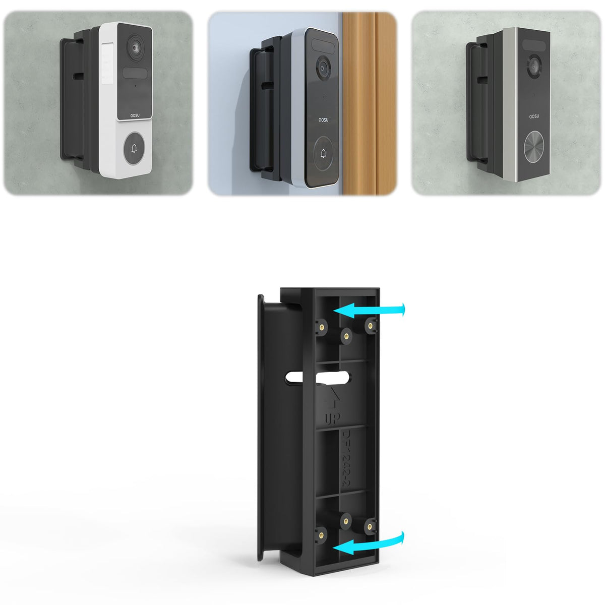 VOMENC Adjustable 0 to 90 Degree Left and Right Angle Mount Compatible with AOSU Video Doorbell Ultra (V8S1AX11)/Pro (V8P1AX11)/SE (V8E2CA11) Camera (Black)