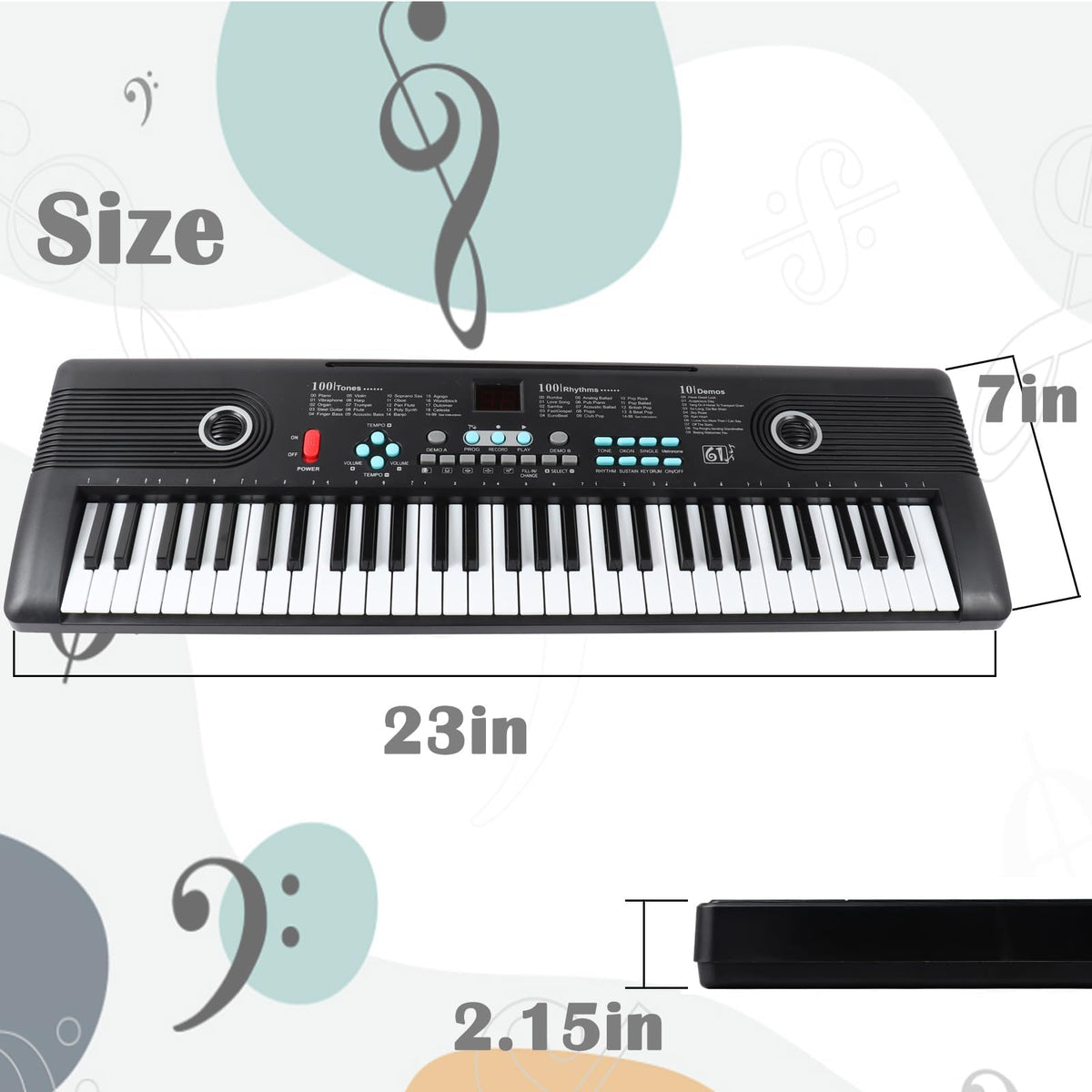 61 Keys Piano Keyboard with Built-in Speaker and Microphone, Portable Electronic Digital Piano for Beginners, Perfect Musical Starter Instrument, Ideal Gift for Aspiring Musicians