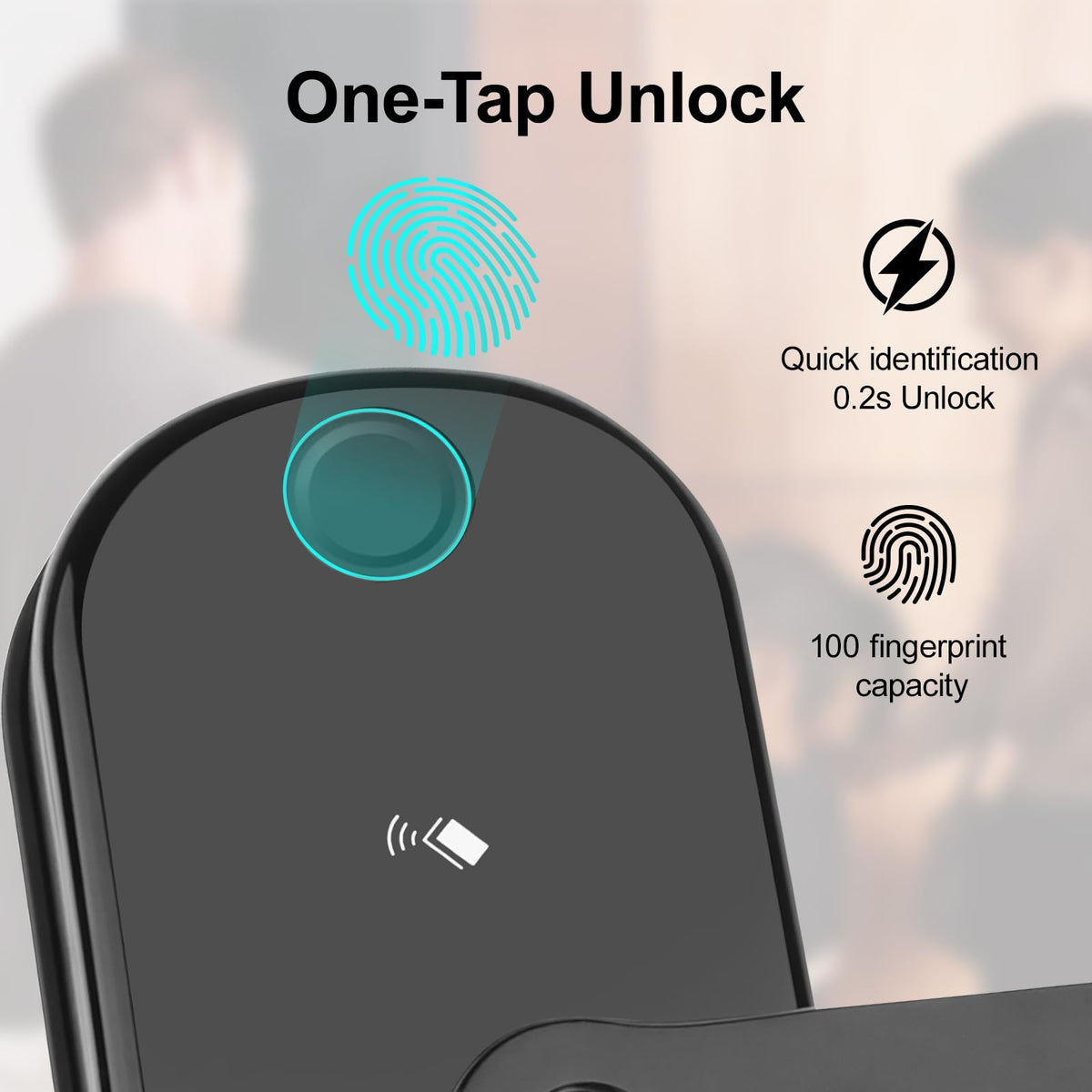 GUSEI Keyless Entry Fringerprint Smart Matter Biometric Door Deadbolt Lock with Handle, 5-in-1 Keypad Digital Electronic Matter Lock with Code,App,Card and Keys for Bedroom Front Officce Doors