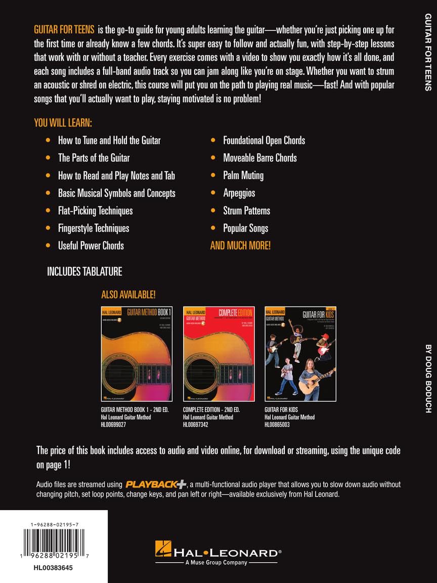 Hal Leonard Guitar for Teens Method | Beginner to Intermediate Lesson Book for Acoustic and Electric Players | Step by Step Guitar Instruction with TAB Chords and Techniques for Students Teachers