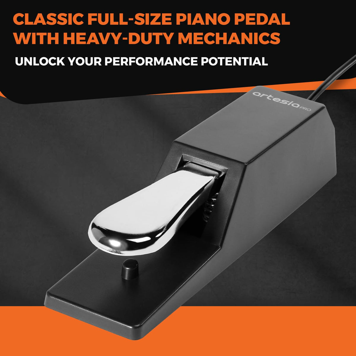 Artesia APII Universal Sustain Pedal with 6 ft (1.8 m) Cable, Polarity Switch, and Non-Slip Bottom, Universal Piano Pedal for Digital Pianos, Piano Keyboards, MIDI Keyboards, and Synthesizers