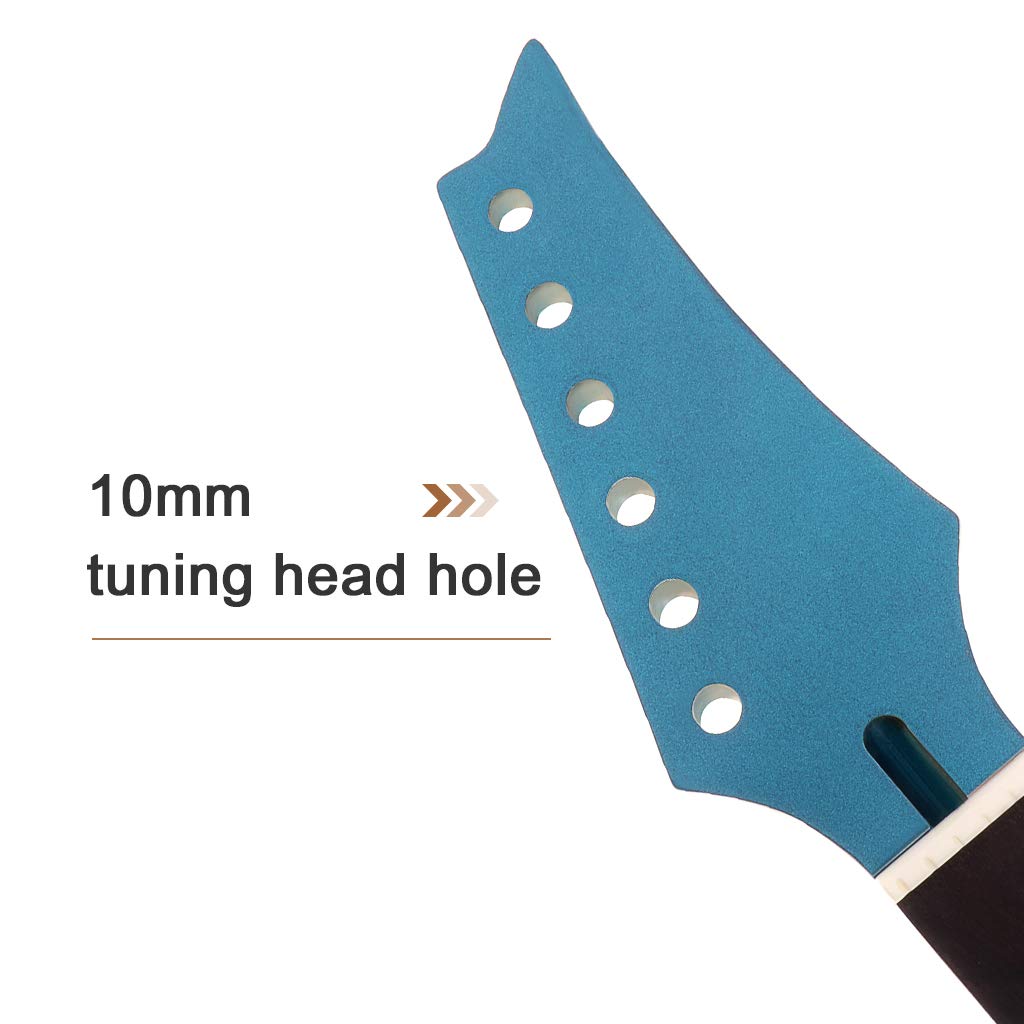 Alnicov Electric Guitar Neck Maple Head Rosewood Fretboard 24 Fret for Parts Replacement Blue