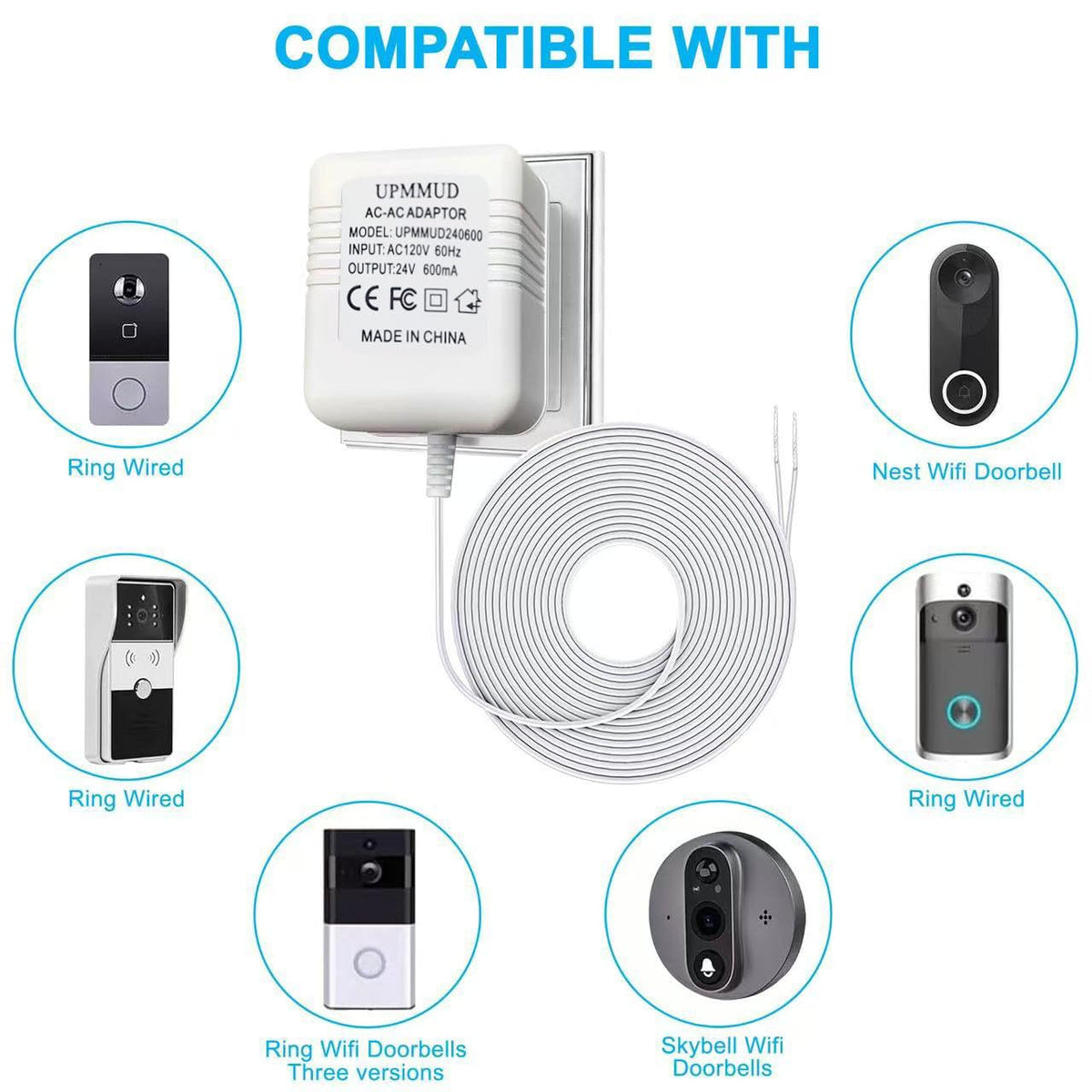 UPMMUD AC-AC 24V Video Doorbell Power Supply Transformer