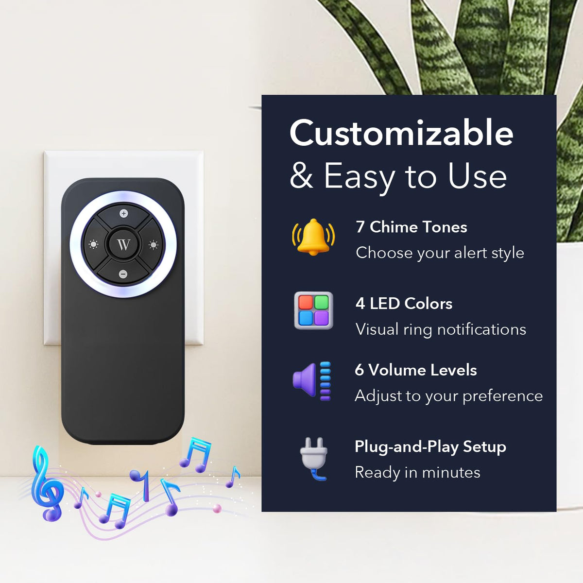 Wasserstein Doorbell Chime Compatible with Blink Video Doorbell (1st Gen & 2nd Gen) - Complete Blink Doorbell Chime Kit - Wired Transmitter with Doorbell Receiver (1-Pack, Black)