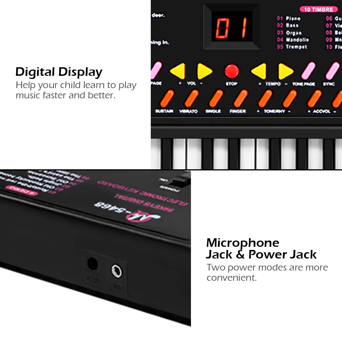 Tangkula 54-Key Kids Electronic Piano Keyboard, Black