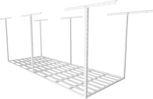 SunsGrove 3x8 Garage Storage Overhead Rack Organization, Adjustable Ceiling Mounted Storage Racks, 800LBS Weight Capacity, 22"-40" Ceiling Dropdown, White