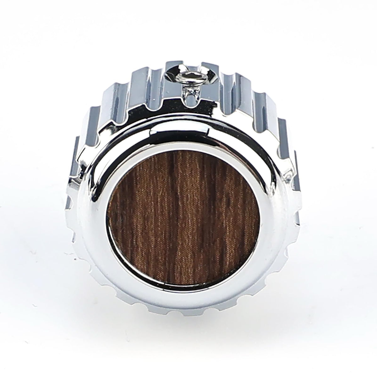 OVSAL 2Pcs Aluminum Alloy Electric Bass Guitar Knobs 6.5mm（1/4"） Potentiometer Shaft Flat Top Speed Control Metal Volume Tone Knobs for Electric Bass Guitar Replacement (Chrome -Wood Grain Top)