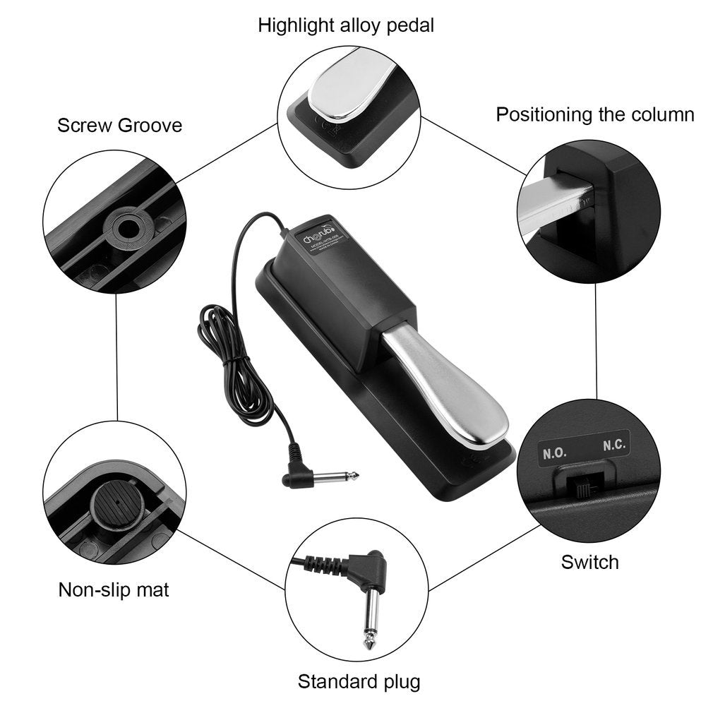 Sustain Pedal for Yamaha Roland Casio Korg Nord Kurzweil Hammond Alesis Moog Ensoniq Behringer Waldorf Arturia Akai Farfisa Studiologic Arp Piano Keyboards and so on