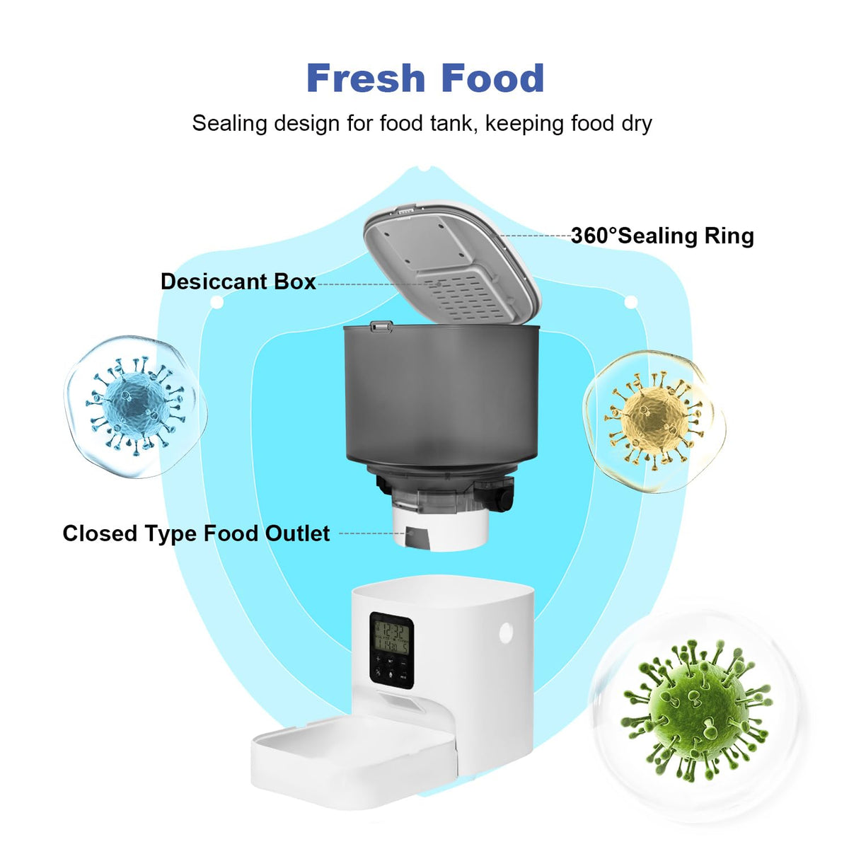 ANDOLL HOME Automatic Cat Feeder, 4L Cat Food Dispenser with 10s Voice Recorder, Pet Feeder up to 8 Meals per Day, Timed Dog Feeder with Dry Food Sealed Ring