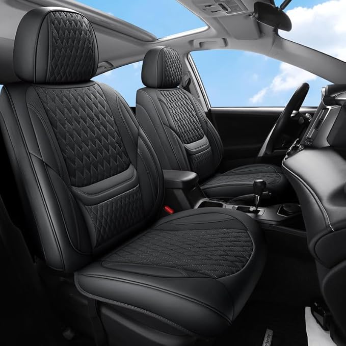 Front Seat Car Seat Covers Custom Fit for Chevrolet/Chevy Colorado 2015-2026 - Premium Faux Leather with Lumbar Support | Breathable, Waterproof, Anti-Slip, Durable (Black,Front Seat)