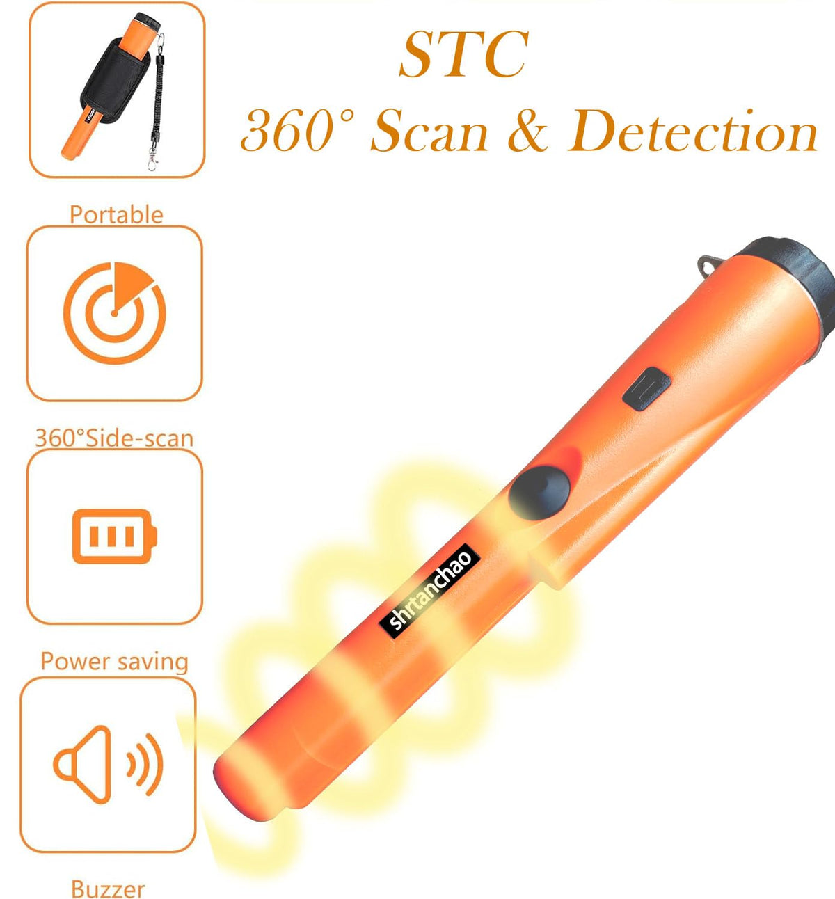 Metal Detector Pro, Handheld Security Scanner with Holster, 1.5-6 Inch Detective Range, Light Weight, Buzz & Vibratory Feedback, Portable Design, Professional Grade with 1PC 9V Battery