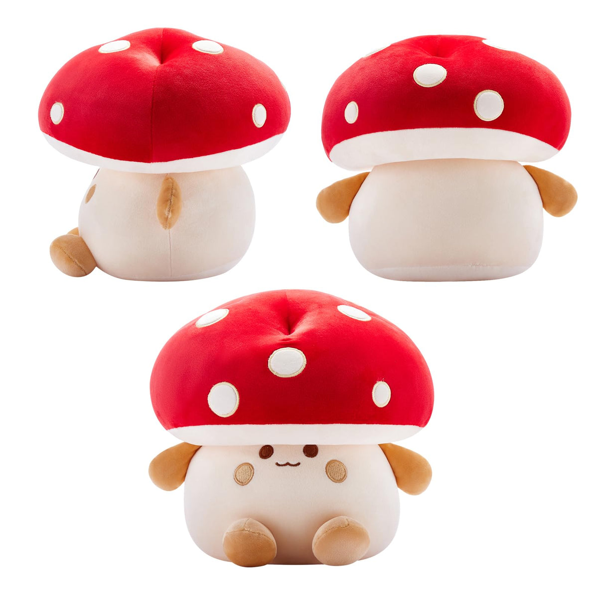Nuokin Mushroom Plush Toys 12 inch Cute Stuffed Mushroom Pillow Stuffed Toy Birthday Present Home Decor Halloween for Kids (Small red)