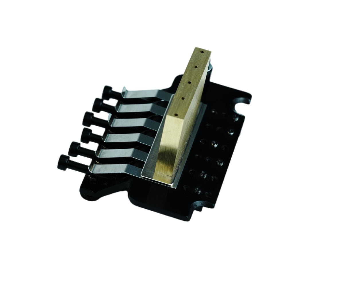 Eddaray Double Rocking Tremolo Bridge, 6 String Electric Guitar Spring Stabilizer Device Double Vibrato System Tailpiece Saddle Playing Accessories Replacement (S2000 Black, 43mm String Lock Length)