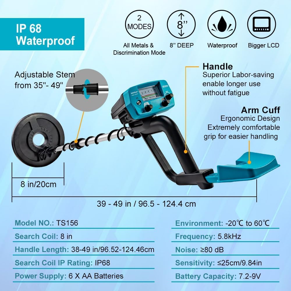 allsun Metal Detector for Adults, Treasure Finder with DISC Mode