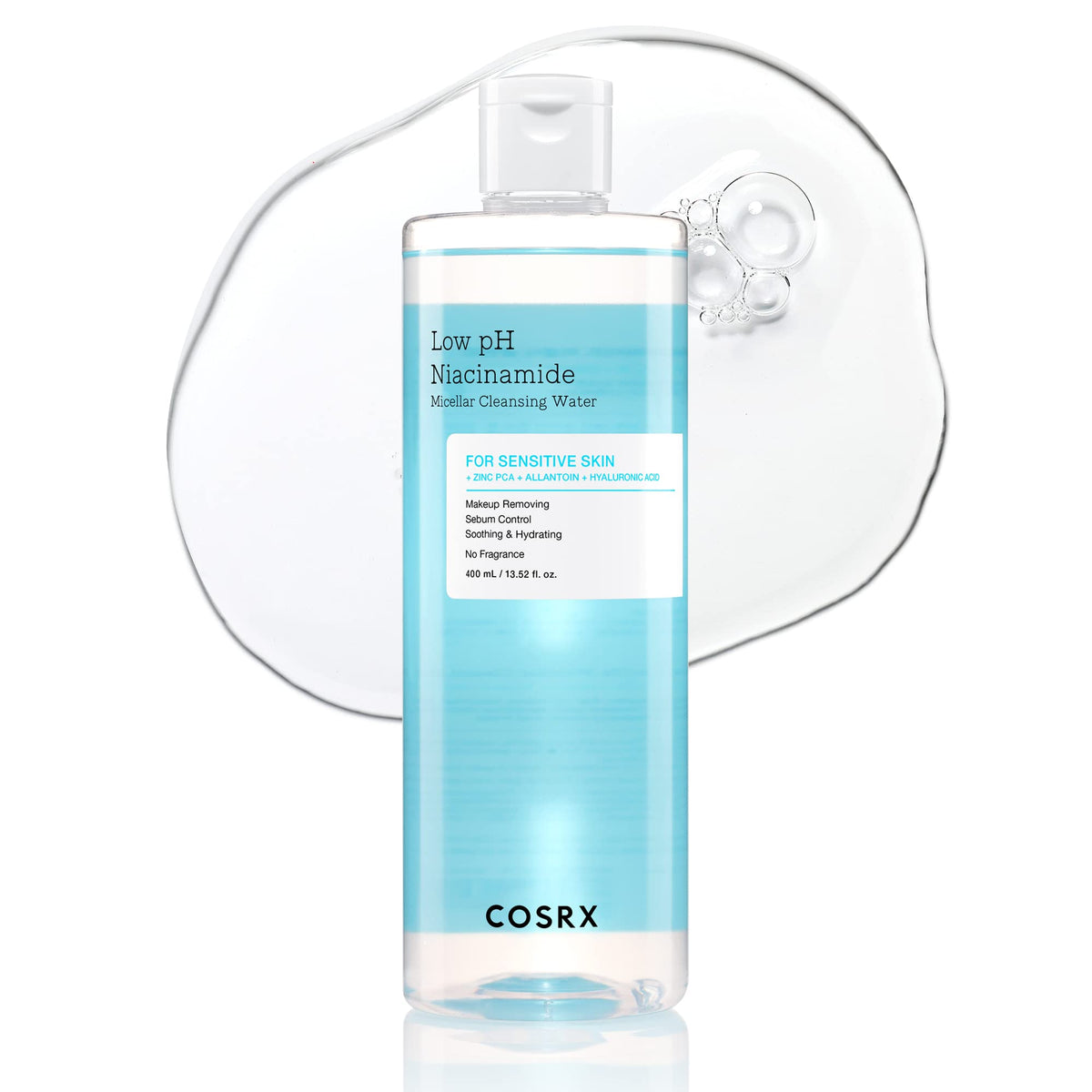 COSRX Low pH Niacinamide Cleansing Water for Sensitive Skin, 13.52 fl.oz