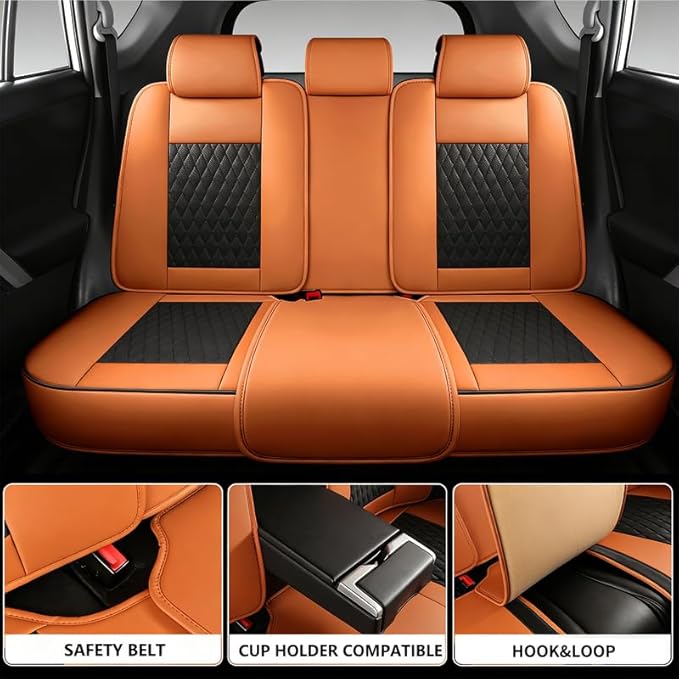 Car Seat Covers Full Set Custom Fit for Mercury Milan 2006-2011 - Premium Faux Leather with Lumbar Support | Breathable, Waterproof, Anti-Slip, Durable (Black&Brown,Full Set)