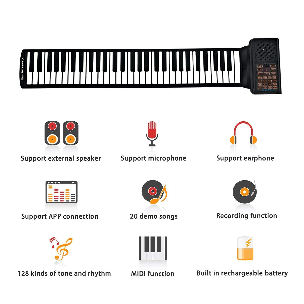 Vhffoso Portable 61 Key Rollup Piano
