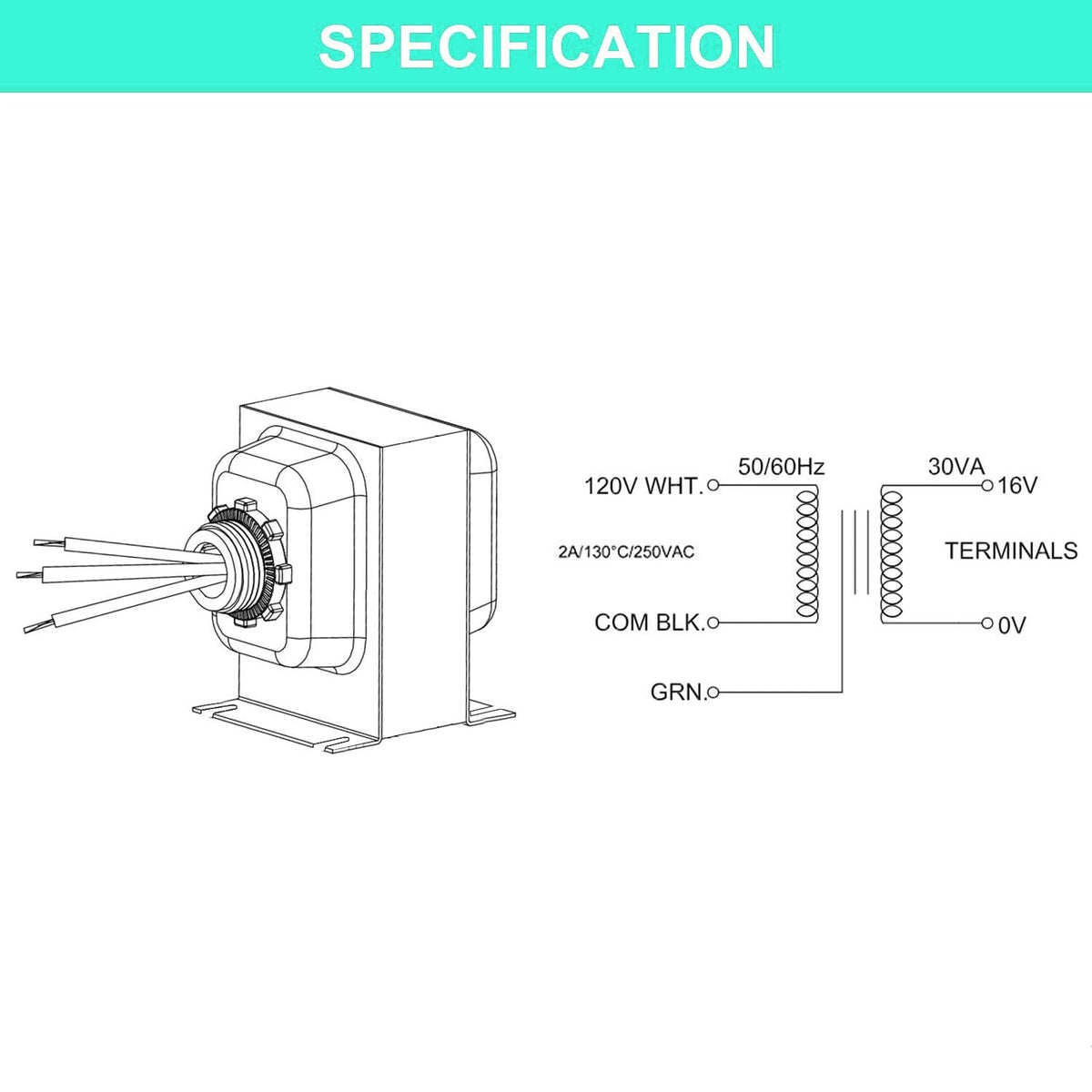 16V 30VA Doorbell Transformer for Ring Video Doorbells