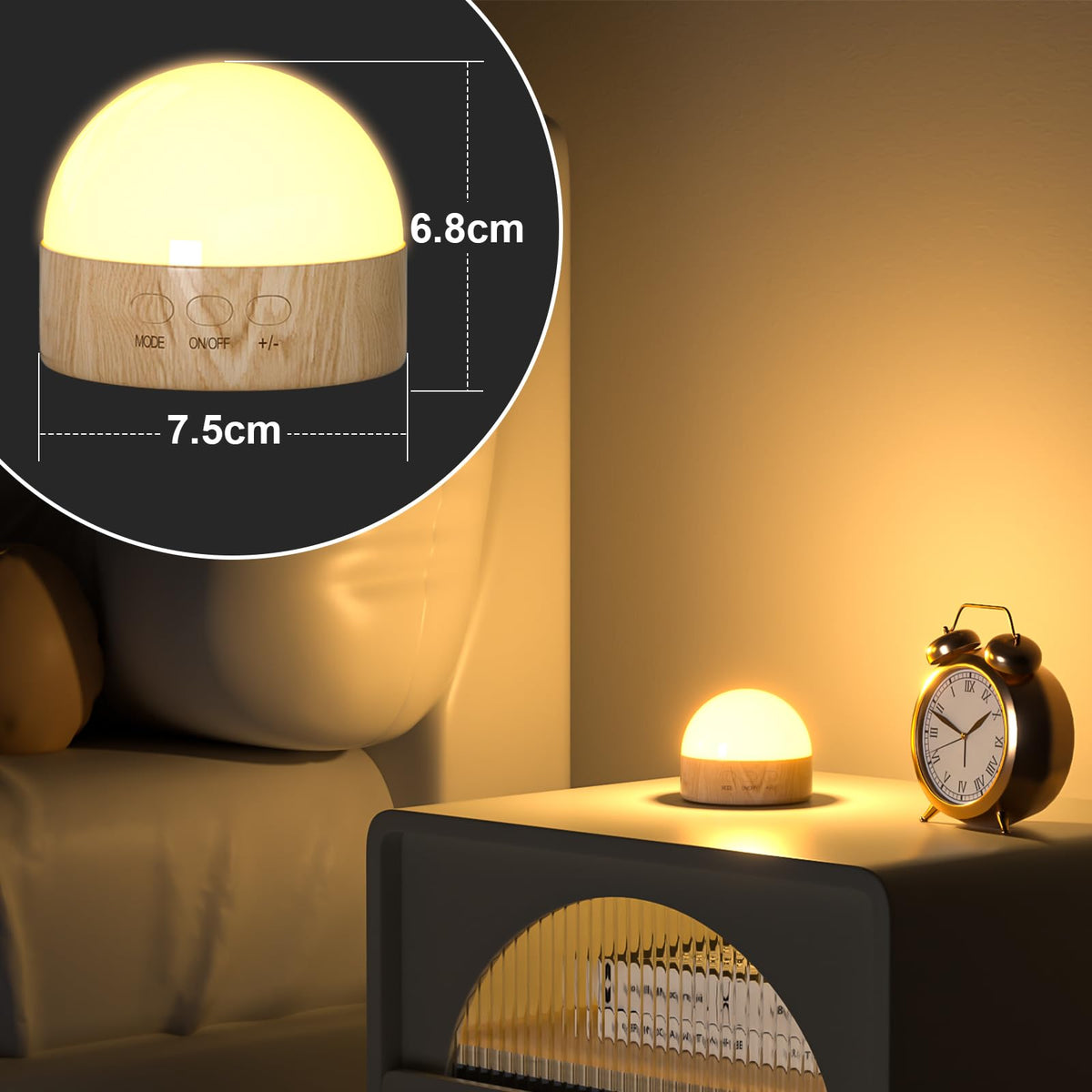 Kintion Portable Night Light, Rechargeable Dimmable 8 Color Lighting (2pcs)