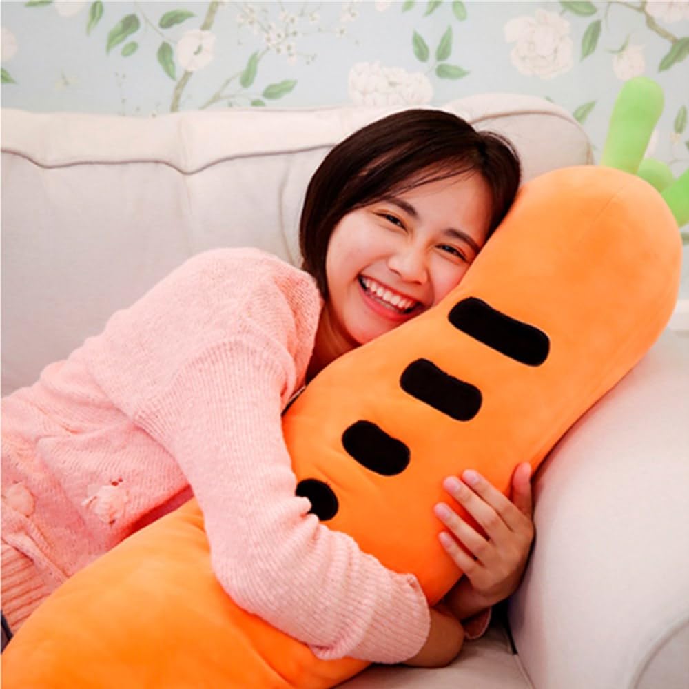 OUKEYI Carrot Hugging Pillow, Cute Carrot Plush Toy, Soft Carrot Doll for Kids, Unisex, Orange, 23.6 Inch