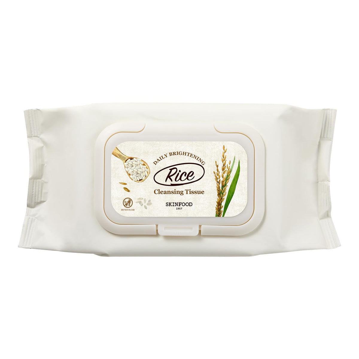 SKINFOOD Rice Cleansing Wipes - Daily Hypoallergenic Rice Nourishing Makeup Remover Tissue Wipe - Facial Skin Clear & Refreshed - Korean Beauty Face Wipes for Women - Travel Makeup Wipes (80 Sheets)
