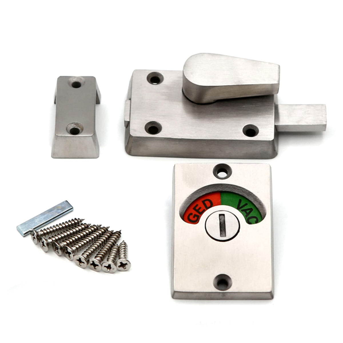 Vacant Occupied Bathroom Lock Zinc Alloy Restroom Door Lock Latch, Silver