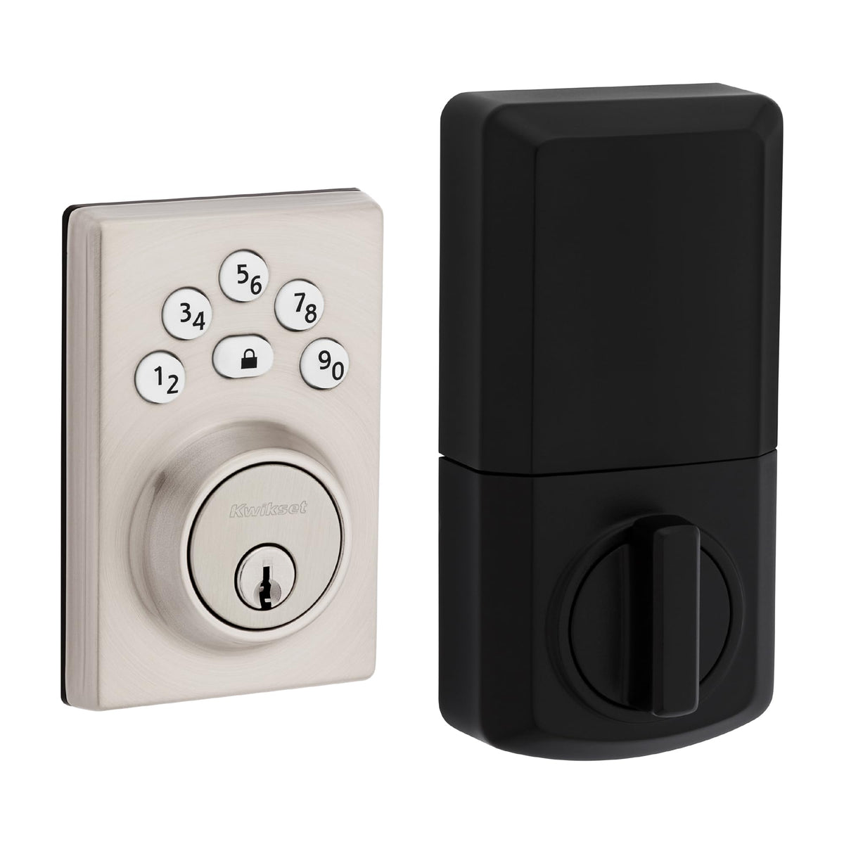 Kwikset Powerbolt 240 5-Button Keypad Satin Nickel Contemporary Electronic Deadbolt Door Lock, Featuring Convenient Keyless Entry, Customizable User Codes and Auto-Locking