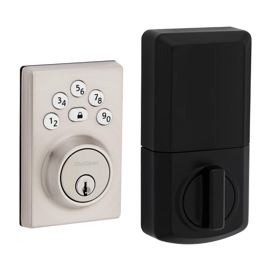 Kwikset Powerbolt 240 5-Button Keypad Satin Nickel Contemporary Electronic Deadbolt Door Lock, Featuring Convenient Keyless Entry, Customizable User Codes and Auto-Locking