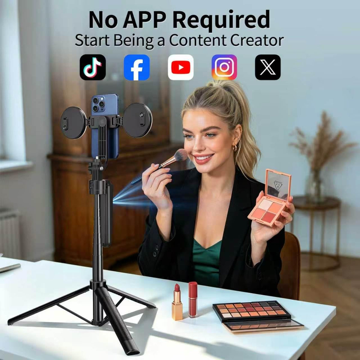 yAyusi 70.9" Auto Face Tracking Selfie Stick Tripod for iPhone with Light, No App, 360° Rotation Tripod that Follows Your Movement with Remote Control for Vlog/Live Stream/Video Recording