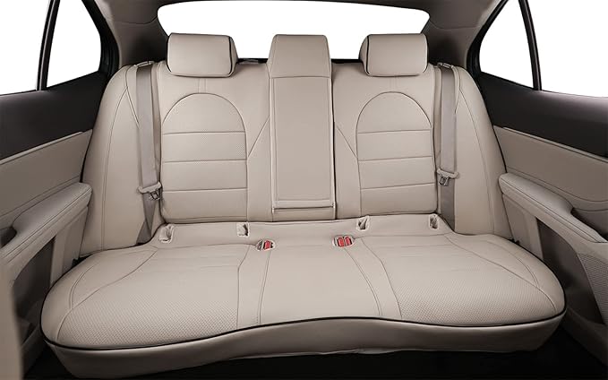 EKR Camry Car Seat Covers for Toyota Camry 2018 2019 2020 2021 2022 2023 2024 Hybrid XLE,Hybrid XSEWaterproof Leather Car Seat Cover Full Set for Trucks SUV-Faux Leather (Beige)