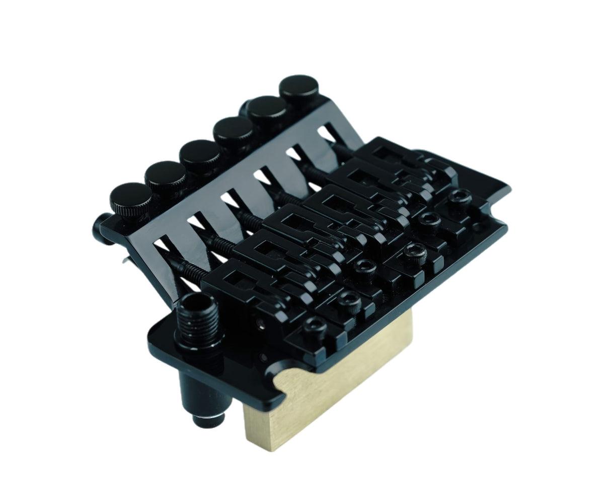 Eddaray Double Rocking Tremolo Bridge, 6 String Electric Guitar Spring Stabilizer Device Double Vibrato System Tailpiece Saddle Playing Accessories Replacement (S2000 Black, 43mm String Lock Length)