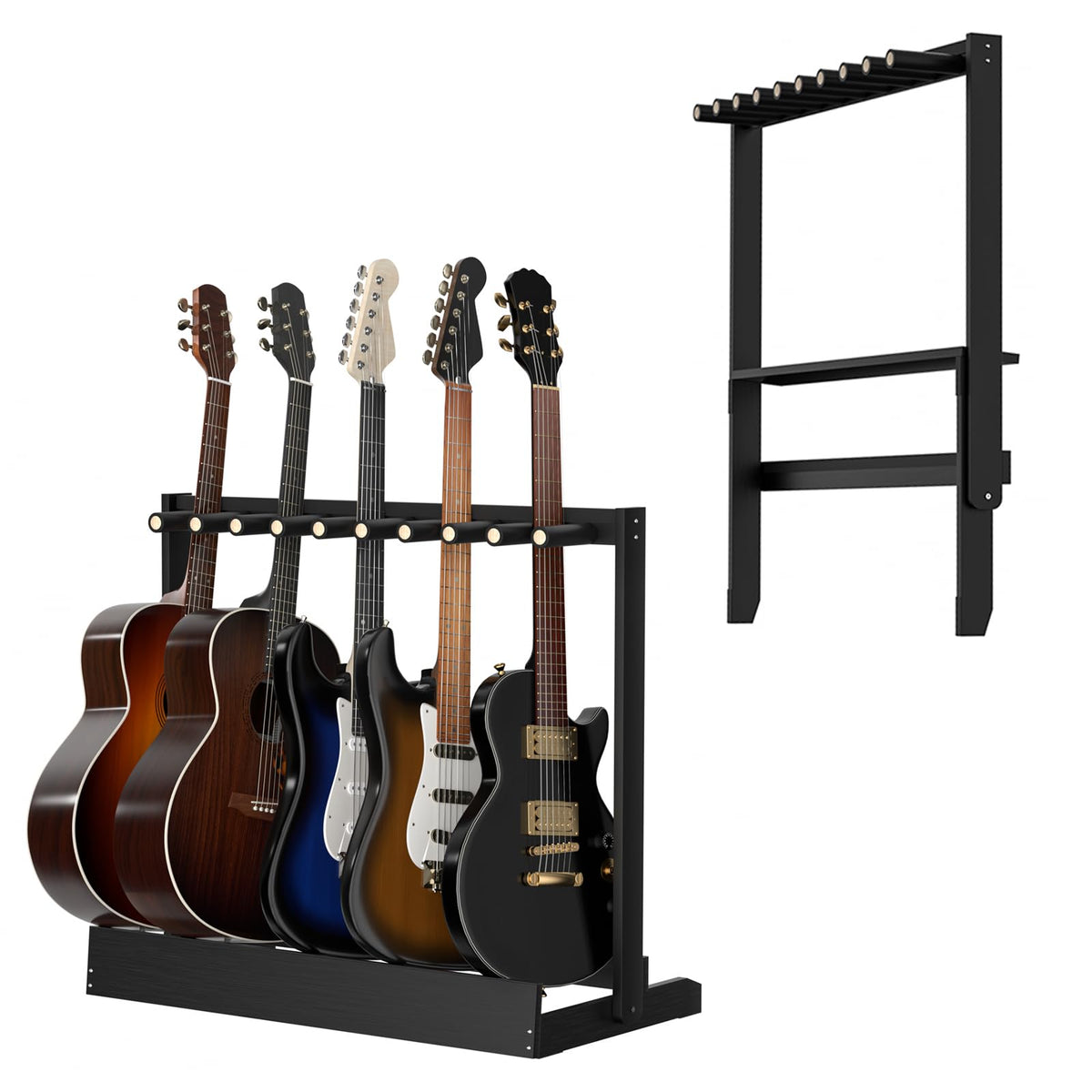 YUHUBY Adjustable EVA Padded Rod Guitar Rack Folding Multi Guitar Stand