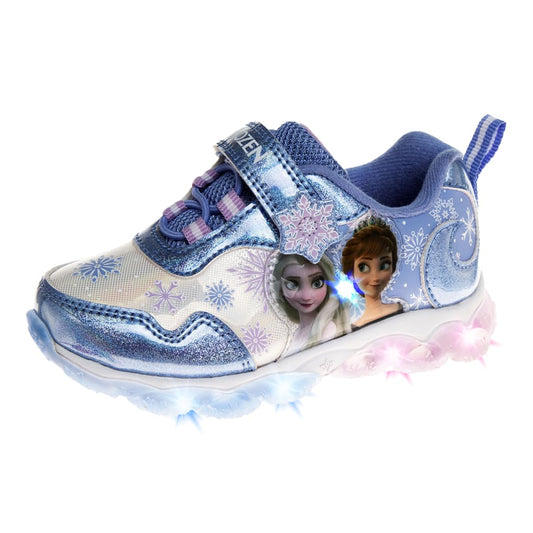 Disney Frozen Shoes for Girls - Princess Anna and Elsa Shoes - Toddler Light up Sneakers Character Lightweight Tennis Breathable Athletic LED Running Shoes - Light-up Blue (Size 9 Toddler)