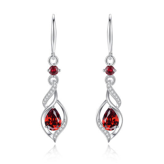 FANCIME January Birthstone Dangle Earrings for Women Garnet Earrings