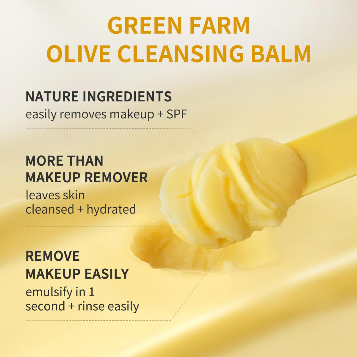 GREEN FARM Makeup Remover Cleansing Balm - Instantly Melts Waterproof Mascara & Long-Wear Makeup, No Residue, Gentle for Sensitive Skin