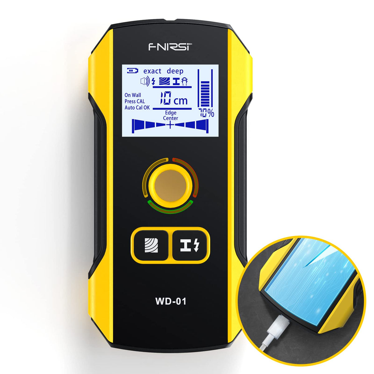 FNIRSI WD-01 6 in 1 Rechargeable Stud Finder Wall Scanner, Positioning Hole