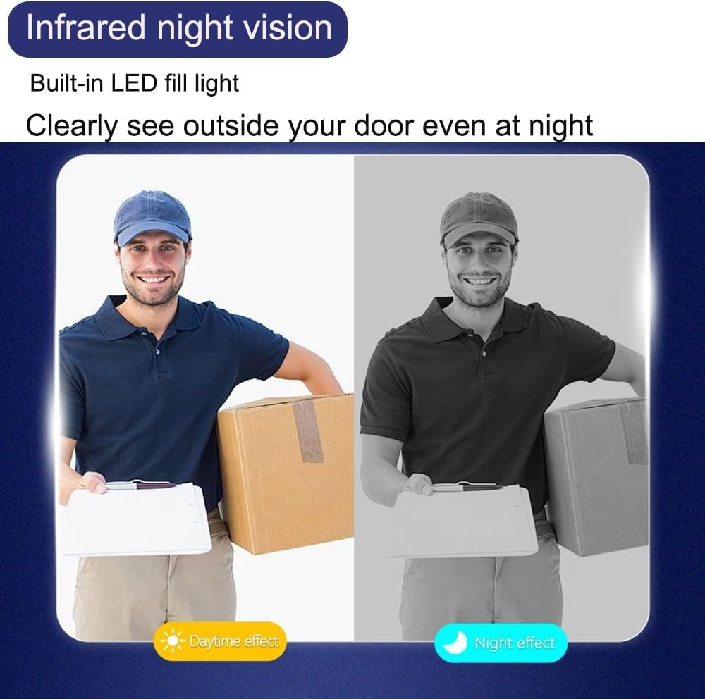 Wireless Doorbell Camera with Monitor, Video Doorbell with Display, Two-Way Audio,Night Vision,IP65 Waterproof for Outdoor, No APP, No WiFi, Comes with an 8GB Memory Card (M10)
