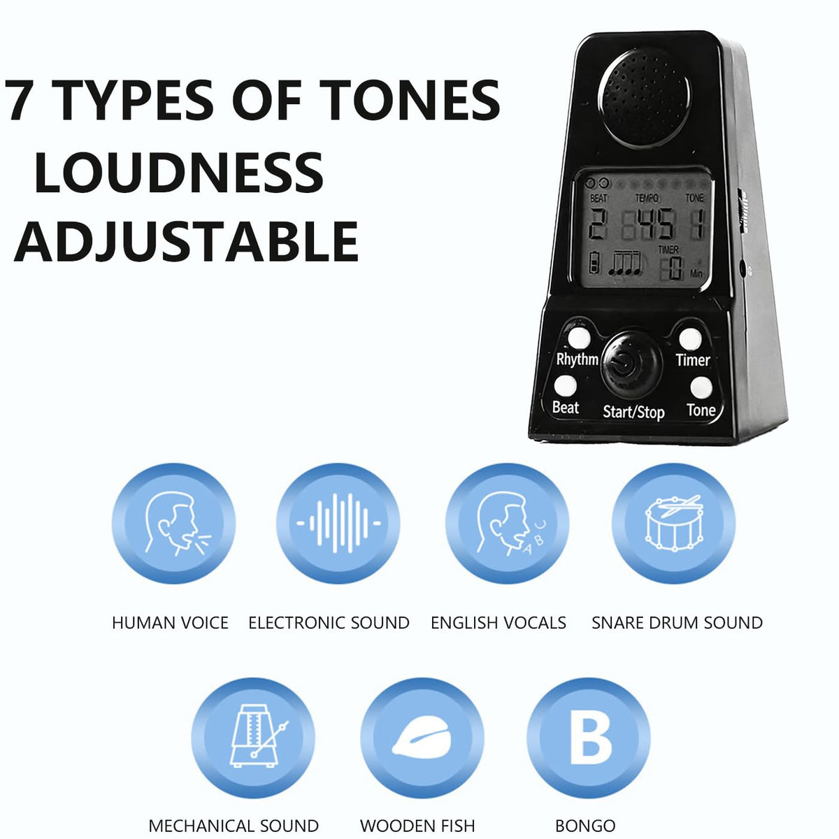 Mini digital metronome, electronic and rechargeable, with English voice counting, featuring a timer, suitable for piano, guitar, drums, violin, and all instruments
