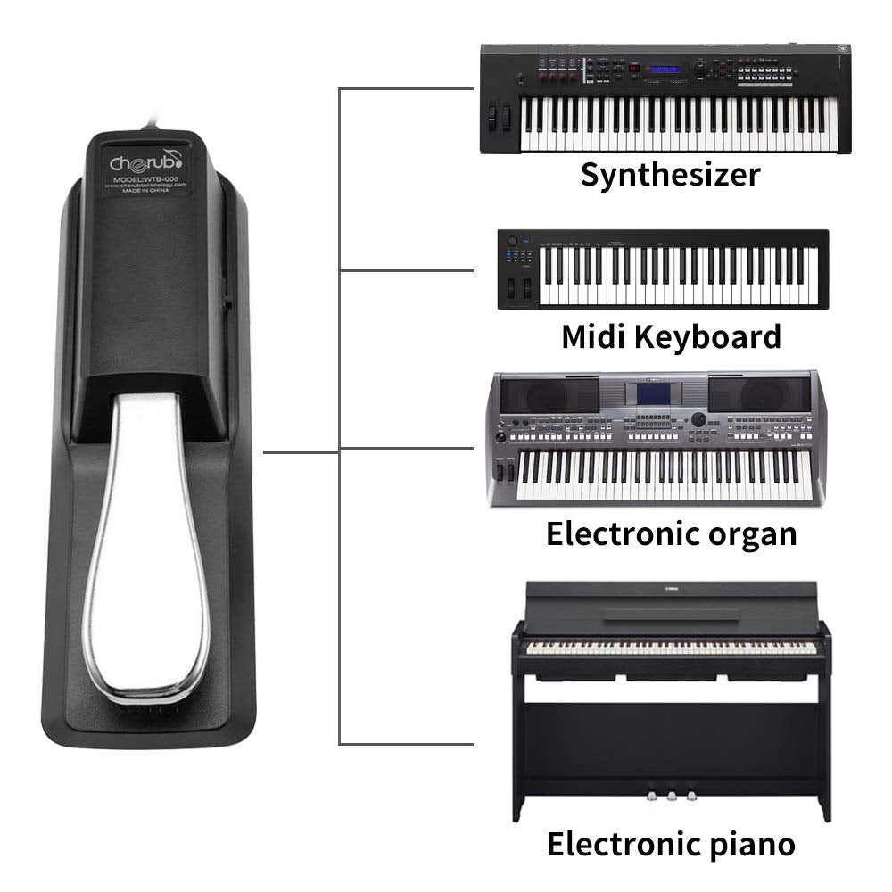 Sustain Pedal for Yamaha Roland Casio Korg Nord Kurzweil Hammond Alesis Moog Ensoniq Behringer Waldorf Arturia Akai Farfisa Studiologic Arp Piano Keyboards and so on